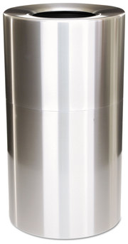 2-Piece Open Top Indoor Receptacle, Round, with Liner, 35 gal, Satin Aluminum