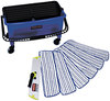 A Picture of product RCP-Q05 Microfiber Flat Mop Floor Finishing System Bucket, 3 gal, Blue/Black/White
