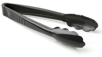 Platter Pleasers Extra Heavy Duty Tongs. 7 in. Black. 24/case.
