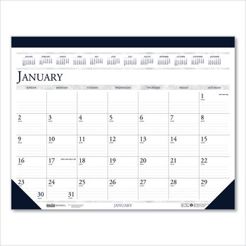 House of Doolittle™ 100% Recycled Two-Color Dated Monthly Desk Pad Calendar 18.5 x 13, Perforated White/Blue/Gray Sheets, 12-Month (Jan-Dec): 2026
