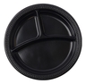 A Picture of product FIS-17RP10S3PPBK Reform Polypropylene Plates, 10.25'' Round 3-Compartment Plate, Black, 100 Plates/Bag, 400/Case.
