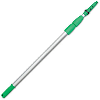 Unger OptiLoc™ 3-Section Telescopic Extension Poles. 18 ft/5.5 m. Silver/Green. 10/case.