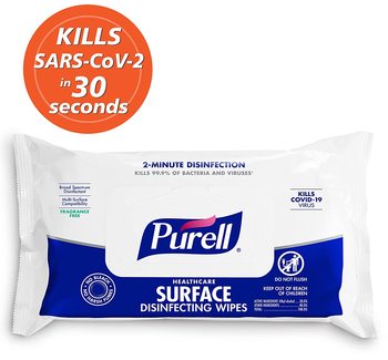 PURELL® Healthcare Surface Disinfecting Wipes. 72 wipes/pack, 12 packs/case.