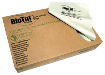 Heritage Biotuf® Compostable Can Liners. 0.88 mil. 30 gal. 30 X 39 in. Green. 150/carton.