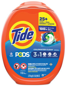 Tide® PODS™ Laundry Pods. Tide Original scent. 112 pods/tub, 4 tubs/carton.