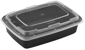 38 OZ RECTANGULAR BOWL W/ LID, PP - E SERIES 50/Bag 6/CS - 150 Sets Microwaveable.