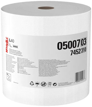 WYPALL* L40 Wipers.  12.5" x 13.4".  White Color.  Jumbo Roll.