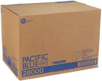PACIFIC BLUE SELECT® PREMIUM 2-PLY PAPER TOWEL ROLL BY GP PRO (GEORGIA-PACIFIC), WHITE, 12 ROLLS PER CASE, 28000 12 ROLL(S) @ 350 Linear Feet per roll, 4200 Linear Feet per Case, Towel (WxL) 7.875" x 4200"