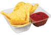 A Picture of product BRK-1343401 Nacho Tray, 2-Compartment 5" x 6", 10 oz / 2 oz, Plastic, Small, Clear, 500/Case