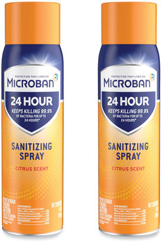 Microban® 24-Hour Disinfectant Sanitizing Aerosol Spray. 15 oz. Citrus scent. 2 cans/pack.