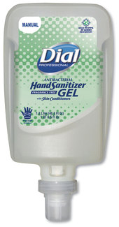 Dial® Professional Antibacterial Gel Hand Sanitizer Refill for FIT Manual Universal Dispensers. 1.2 L. Fragrance-Free. 3 refills/carton.
