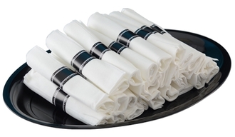 Fineline Settings Silver Secrets Napkin Rolls with Fork and Knife. Silver color. 100 rolls/case.