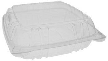 SENSATION™ SmartLock® Hinged Lid Containers. 9.2 X 8.8 X 3 in. Clear. 200/case.