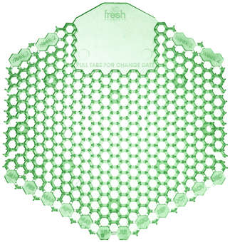 Wave 3D Urinal Screens. Herbal Mint Scent. Green. 10/Box, 60/Case