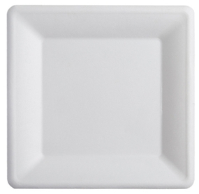 10.25" SQUARE PLATE Compostable and PFAS Free,  250 cs.