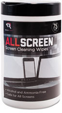 Advantus Read Right® AllScreen Screen Cleaning Wipes. 1-Ply. 6 X 6 in. Unscented. White. 75 wipes/canister.
