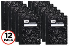 Mead Square Deal 3-Subject Composition Book, Wide/Legal Rule. 9.75 x 7.5 in. sheets. Black Marble cover. 100 sheets/book, 12 books/pack.