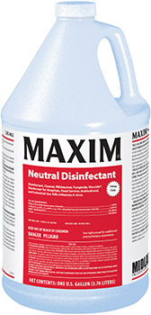 Maxim® Neutral Disinfectant. 1 gal. Yellow. Lemon scent. 4 bottles/carton.