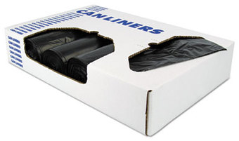 Heritage X-Liner Reprocessed Can Liners. 60 gal. 1.7 mil. 38 X 58 in. Black. 20 bags/roll, 5 rolls/carton.
