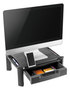 A Picture of product IVR-55050 Innovera® Large Monitor Stand with Cable Management and Drawer 18.38" x 13.63" 5", Black