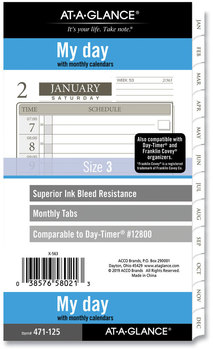 AT-A-GLANCE® 1-Page-Per-Day Planner Refills 6.75 x 3.75, White Sheets, 12-Month (Jan to Dec): 2026
