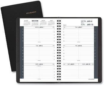 AT-A-GLANCE® Weekly Appointment Book Ruled for Hourly Appointments Block Format 8 x 5, Black Cover, 12-Month (Jan to Dec): 2026