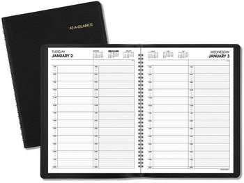 AT-A-GLANCE® Two-Person Group Daily Appointment Book 11 x 8, Black Cover, 12-Month (Jan to Dec): 2026