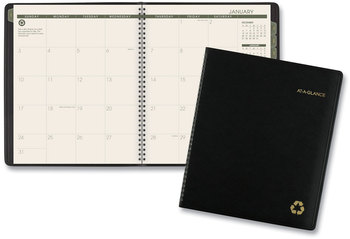 AT-A-GLANCE® Recycled Monthly Planner 11 x 9, Black Cover, 13-Month: Jan 2026 to 2027