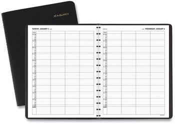 AT-A-GLANCE® Four-Person Group Daily Appointment Book 11 x 8, Black Cover, 12-Month (Jan to Dec): 2026