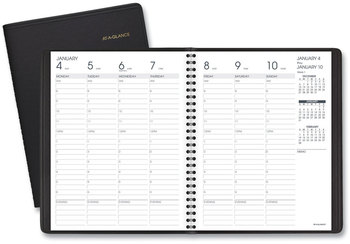 AT-A-GLANCE® Weekly Appointment Book Ruled for Hourly Appointments Vertical-Column 8.75 x 7, Black Cover, 13-Month: Jan 2026 to 2027
