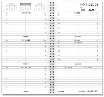 AT-A-GLANCE® Weekly Appointment Book Refill Hourly Ruled 6.25 x 3.25, White Sheets, 12-Month (Jan to Dec): 2026