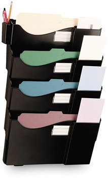 Universal® Grande Central Filing System 4 Sections, Legal/Letter Size, Wall Mount, 16.63" x 4.75" 27.5", Black, 4/Pack
