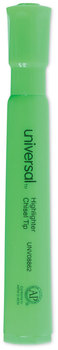 Universal™ Desk Highlighters Fluorescent Green Ink, Chisel Tip, Barrel, Dozen