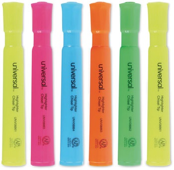 Universal™ Desk Highlighters Assorted Ink Colors, Chisel Tip, Barrel Dozen