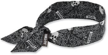 ergodyne® Chill-Its 6700 Cooling Polymer Headband with Tie. One Size Fits Most. 36.5 X 2 in. Skulls Design. Ships in 1-3 Business Days.