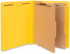 A Picture of product UNV-10319 Universal® Deluxe Six-Section Colored Pressboard End Tab Classification Folders 2 Dividers, 6 Fasteners, Letter Size, Yellow, 10/Box