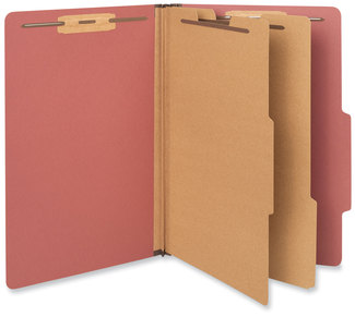 Universal® Six-Section Classification Folders Heavy-Duty Pressboard Cover, 2 Dividers, 6 Fasteners, Legal Size, Brick Red, 20/Box
