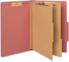 A Picture of product UNV-10403 Universal® Six-Section Classification Folders Heavy-Duty Pressboard Cover, 2 Dividers, 6 Fasteners, Legal Size, Brick Red, 20/Box
