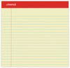 A Picture of product UNV-10630 Universal® Perforated Ruled Writing Pads Wide/Legal Rule, Red Headband, 50 Canary-Yellow 8.5 x 11.75 Sheets, Dozen
