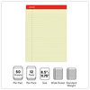 A Picture of product UNV-10630 Universal® Perforated Ruled Writing Pads Wide/Legal Rule, Red Headband, 50 Canary-Yellow 8.5 x 11.75 Sheets, Dozen