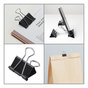 A Picture of product UNV-11112 Universal® Binder Clips with Storage Tub, Large, Black/Silver, 12/Pack