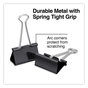 A Picture of product UNV-11112 Universal® Binder Clips with Storage Tub, Large, Black/Silver, 12/Pack