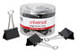 A Picture of product UNV-11112 Universal® Binder Clips with Storage Tub, Large, Black/Silver, 12/Pack