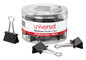 A Picture of product UNV-11124 Universal® Binder Clips with Storage Tub, Medium, Black/Silver, 24/Pack