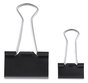 A Picture of product UNV-11160 Universal® Binder Clips with Storage Tub, (50) Small (0.75"), (10) Medium (1.25"), Black/Silver