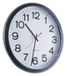 A Picture of product UNV-11381 Universal® Indoor/Outdoor Round Wall Clock 13.5" Overall Diameter, Black Case, 1 AA (sold separately)