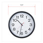 A Picture of product UNV-11381 Universal® Indoor/Outdoor Round Wall Clock 13.5" Overall Diameter, Black Case, 1 AA (sold separately)