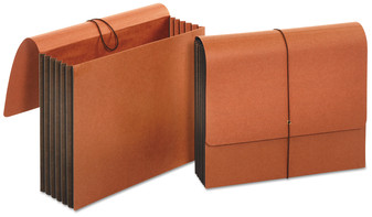 Universal® Extra Wide Expanding Wallets 5.25" Expansion, 1 Section, Elastic Cord Closure, Letter Size, Redrope