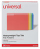 A Picture of product UNV-16466 Universal® Deluxe Heavyweight File Folders 1/3-Cut Tabs: Assorted, Letter Size, 0.75" Expansion, Colors, 50/Box