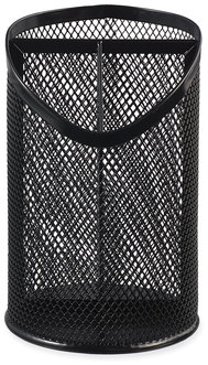 Universal® Metal Mesh 3-Compartment Pencil Cup 4.13" Diameter x 6"h, Black